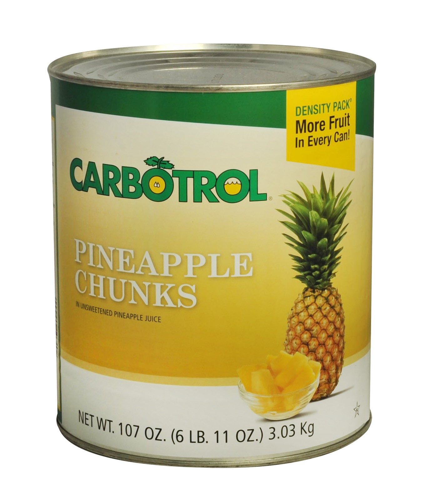 Carbotrol #10 Juice Packed Canned Fruit, Pineapple Chunks (1 - 107oz Can)