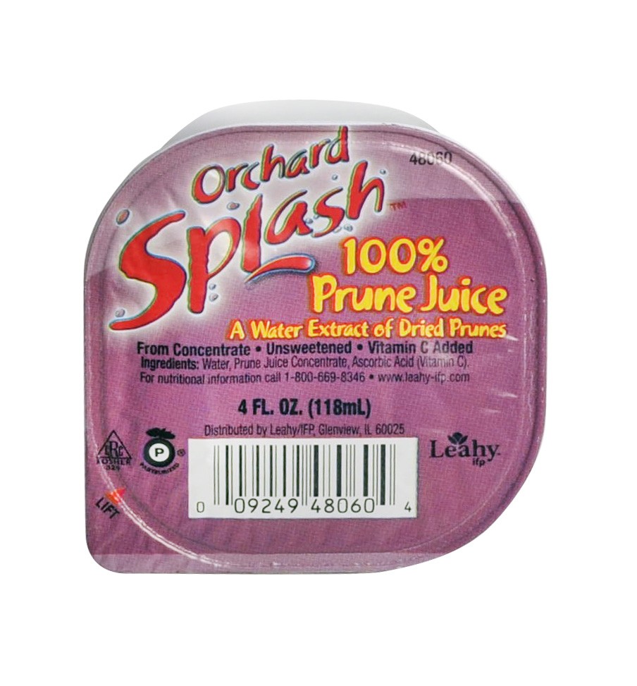 Orchard Splash 4oz Portion Control Juice Cups, Prune 100% (48 Aseptic Cups per Case)