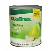 Carbotrol #10 Juice Packed Canned Fruit, Sliced Pears (1 - 104oz Cans)
